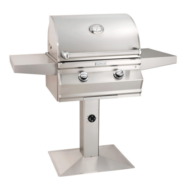 Choice C430s Patio Post Mount Grill with Analog Thermometer and 1-Hour Timer on Post (24" grill)