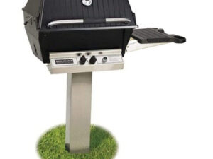 Broilmaster P3X Premium Gas Grill, P3X Grill Head, In-Ground Post, One Side Shelf
