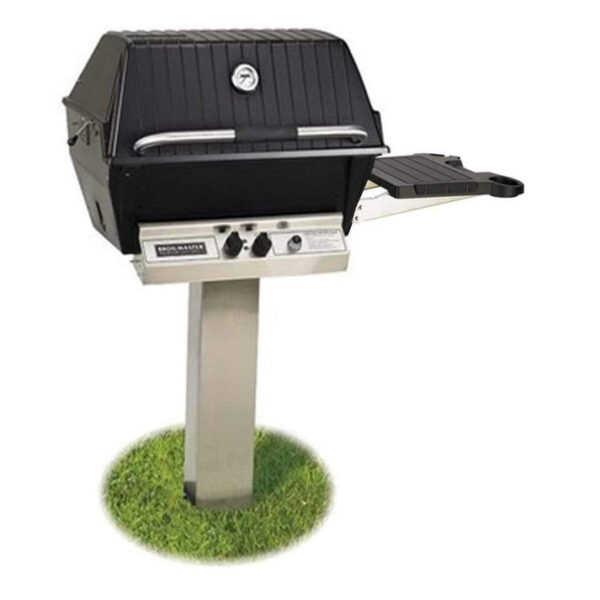 Broilmaster P3X Premium Gas Grill, P3X Grill Head, In-Ground Post, One Side Shelf