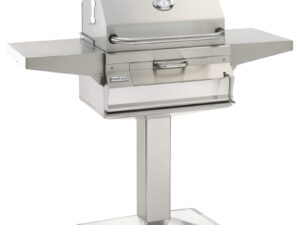 24" In-Ground Post Mount Stainless Steel Charcoal Grill