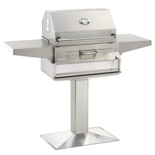 24" In-Ground Post Mount Stainless Steel Charcoal Grill