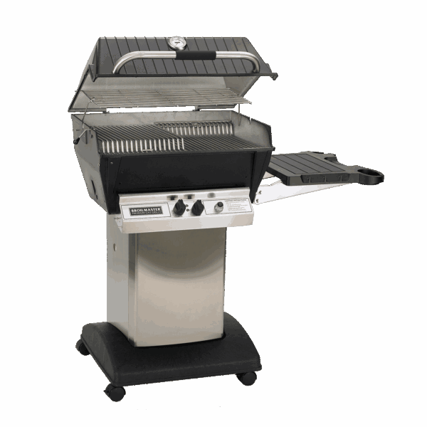 Broilmaster P3X Premium Gas Grill, P3X Grill Head, Stainless Cart, One Side Shelf