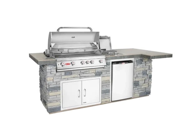 BBQ Outdoor Kitchen with Faux Rock and Brahma Grill head